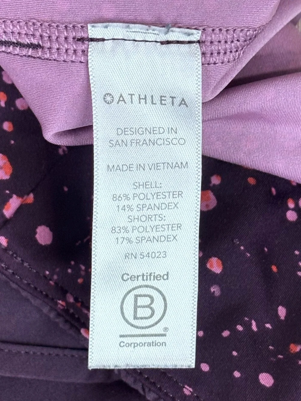 Athleta Hit It 2 In 1 Shorts Purple Splatter Lined Running Athletic Sz S